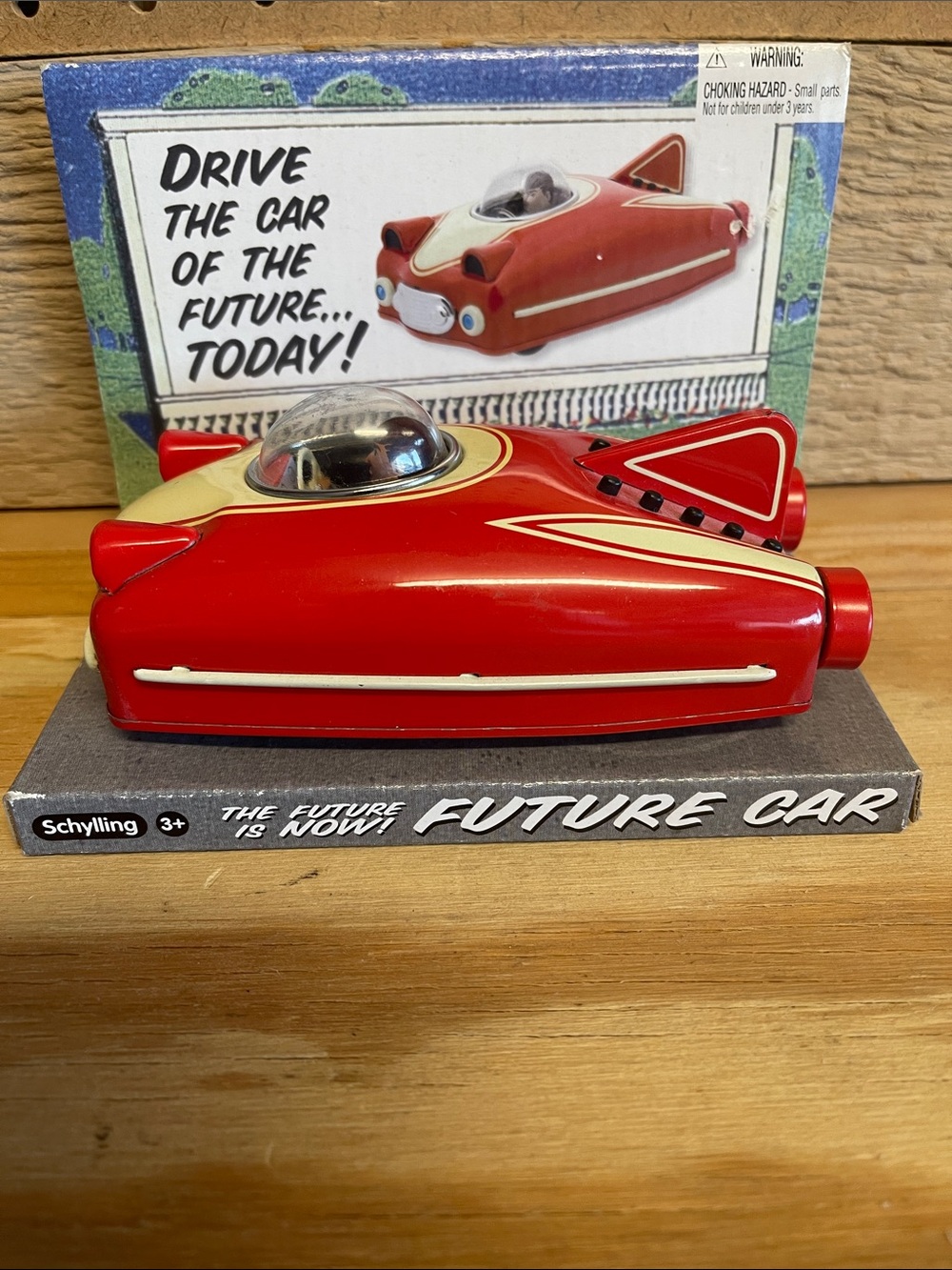 Schylling Red Retro Future Car Toy with Cream Cockpit